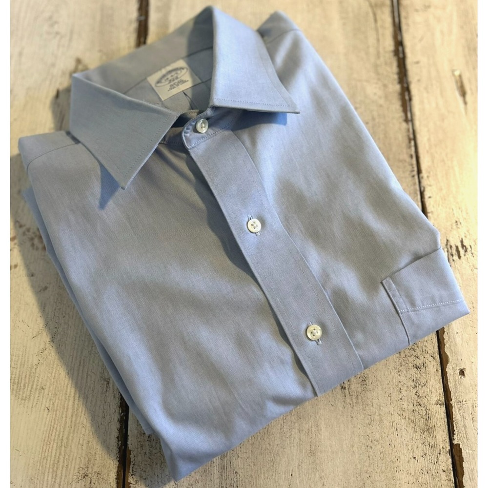 Brooks Brothers Long Sleeve Slim Fit Non-Iron Men's Dress Shirt Light Blue Large